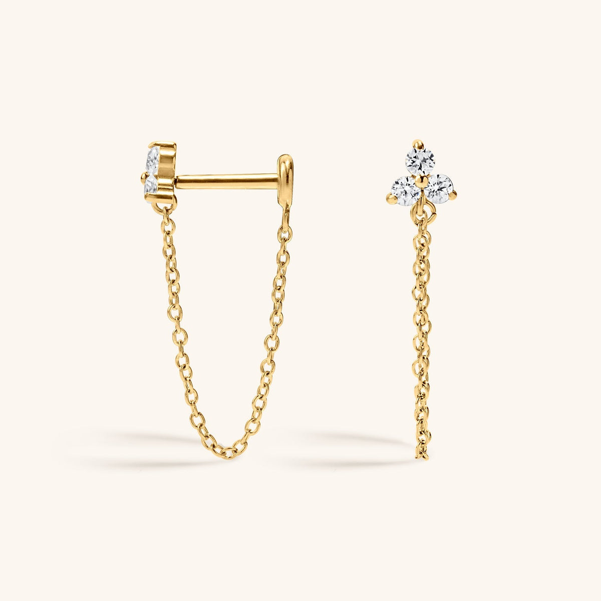 Crystal Trinity Chain Nap Earrings