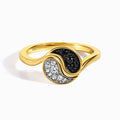 Black Spinel Lab Diamond Ring - Yin Yang