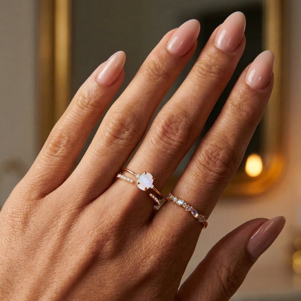 Fine Moonstone Lab Diamond Ring - Petite Allure