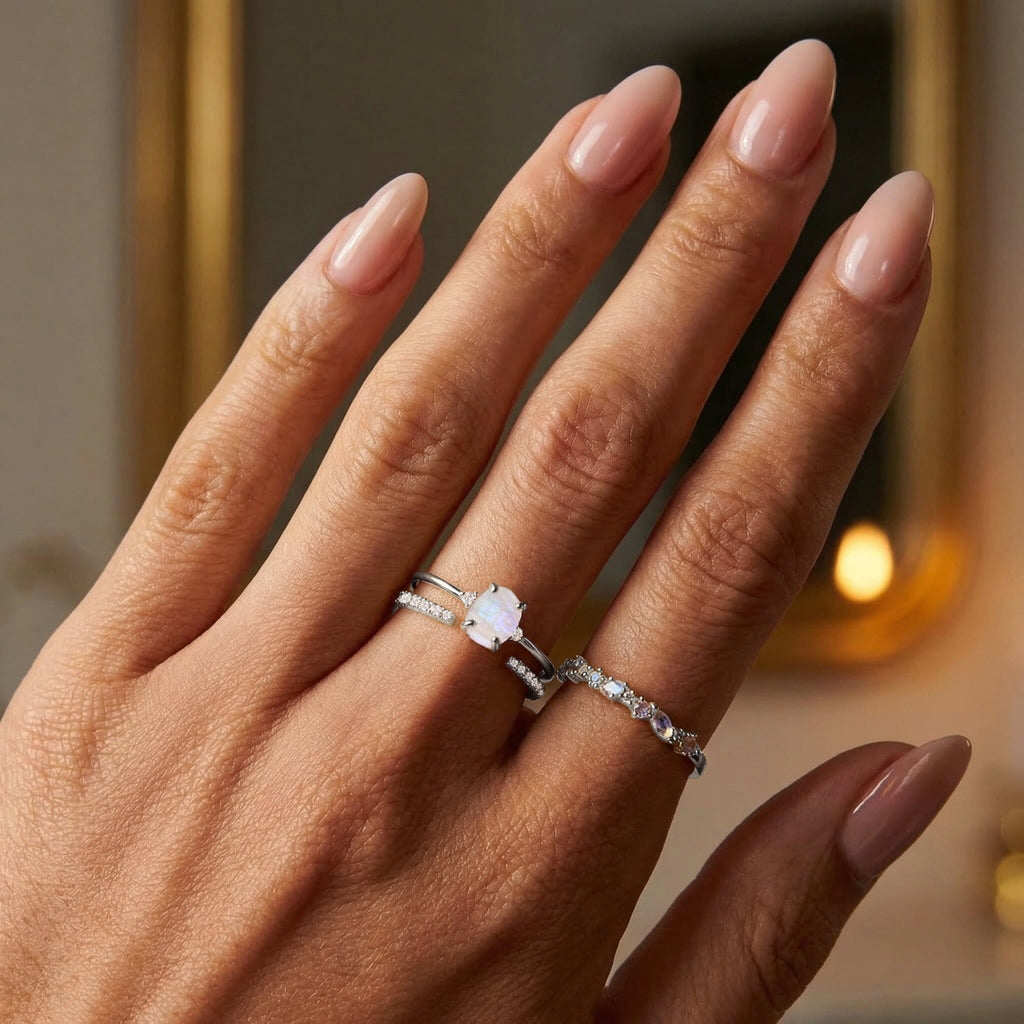 Fine Moonstone Lab Diamond Ring - Petite Allure