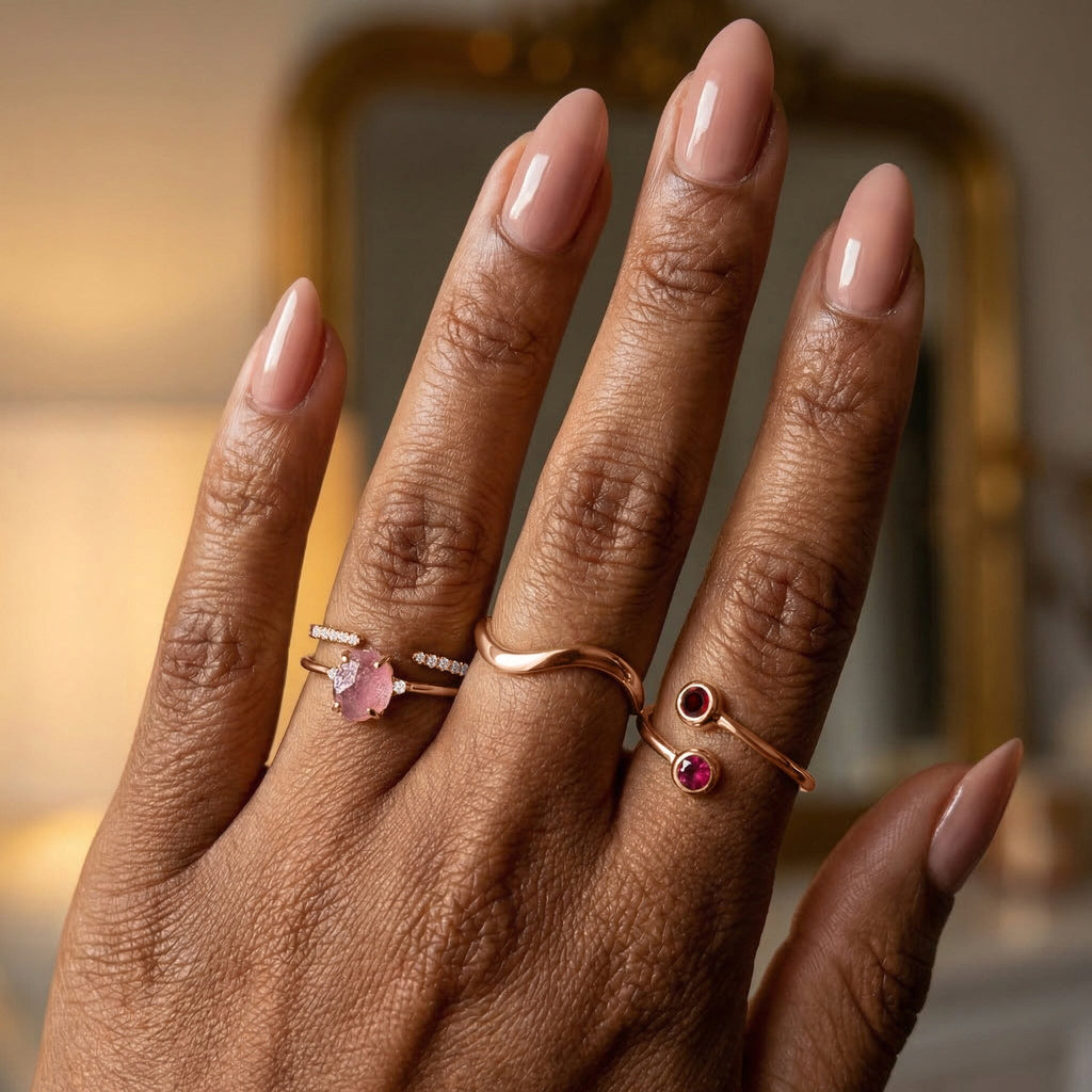Fine Rose Quartz Lab Diamond Ring - Petite Allure