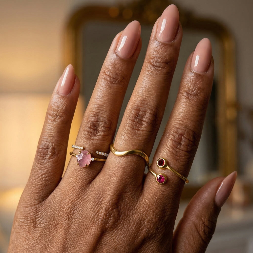 Fine Rose Quartz Lab Diamond Ring - Petite Allure