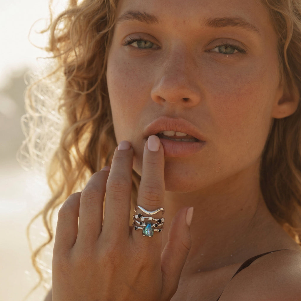 Labradorite Flow & Stardust & Waves Rings