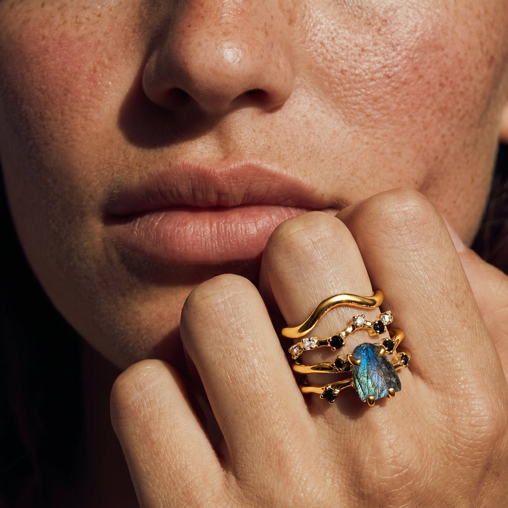 Labradorite Flow & Stardust & Waves Rings