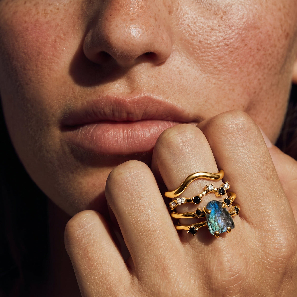Labradorite Flow & Stardust & Waves Rings