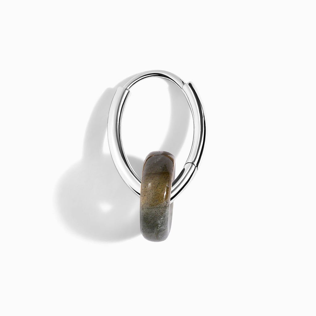 Labradorite Earrings - Circle Hoops