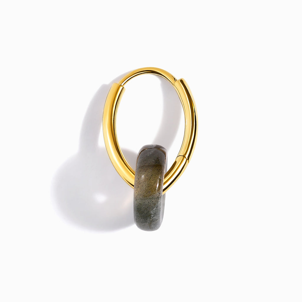 Labradorite Earrings - Circle Hoops