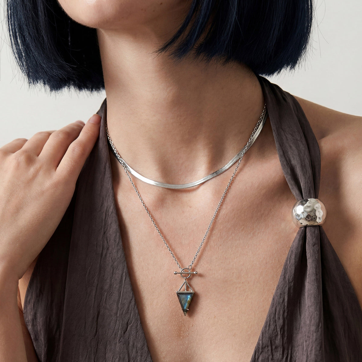 Labradorite Heroine & Herringbone Necklaces