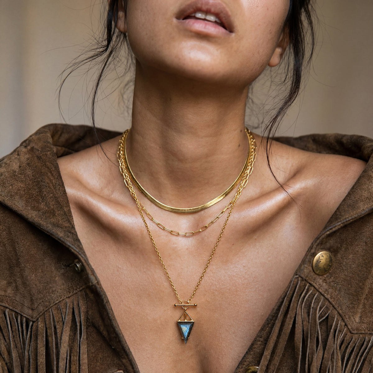 Labradorite Heroine & Herringbone Necklaces