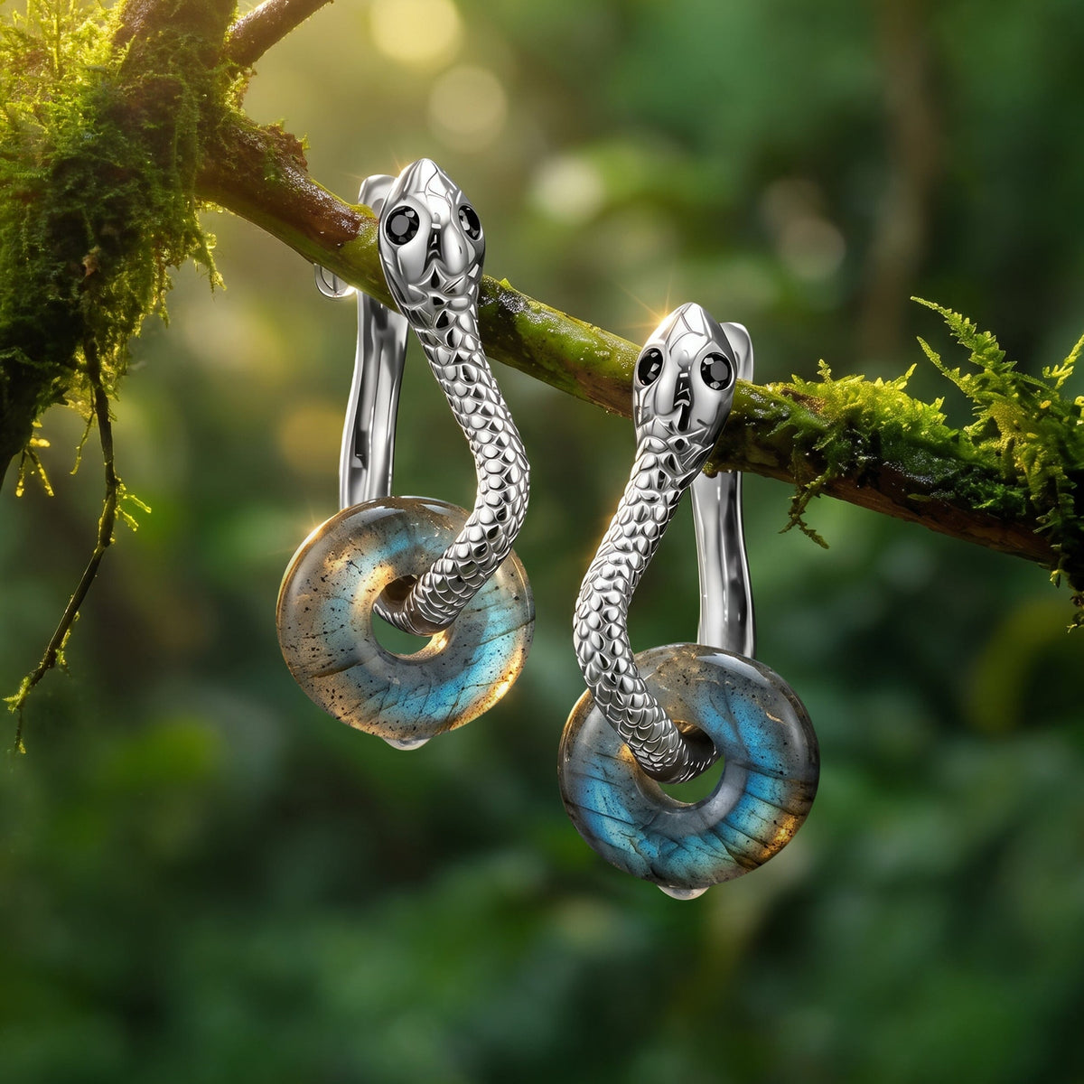 Labradorite Earrings - Serpent