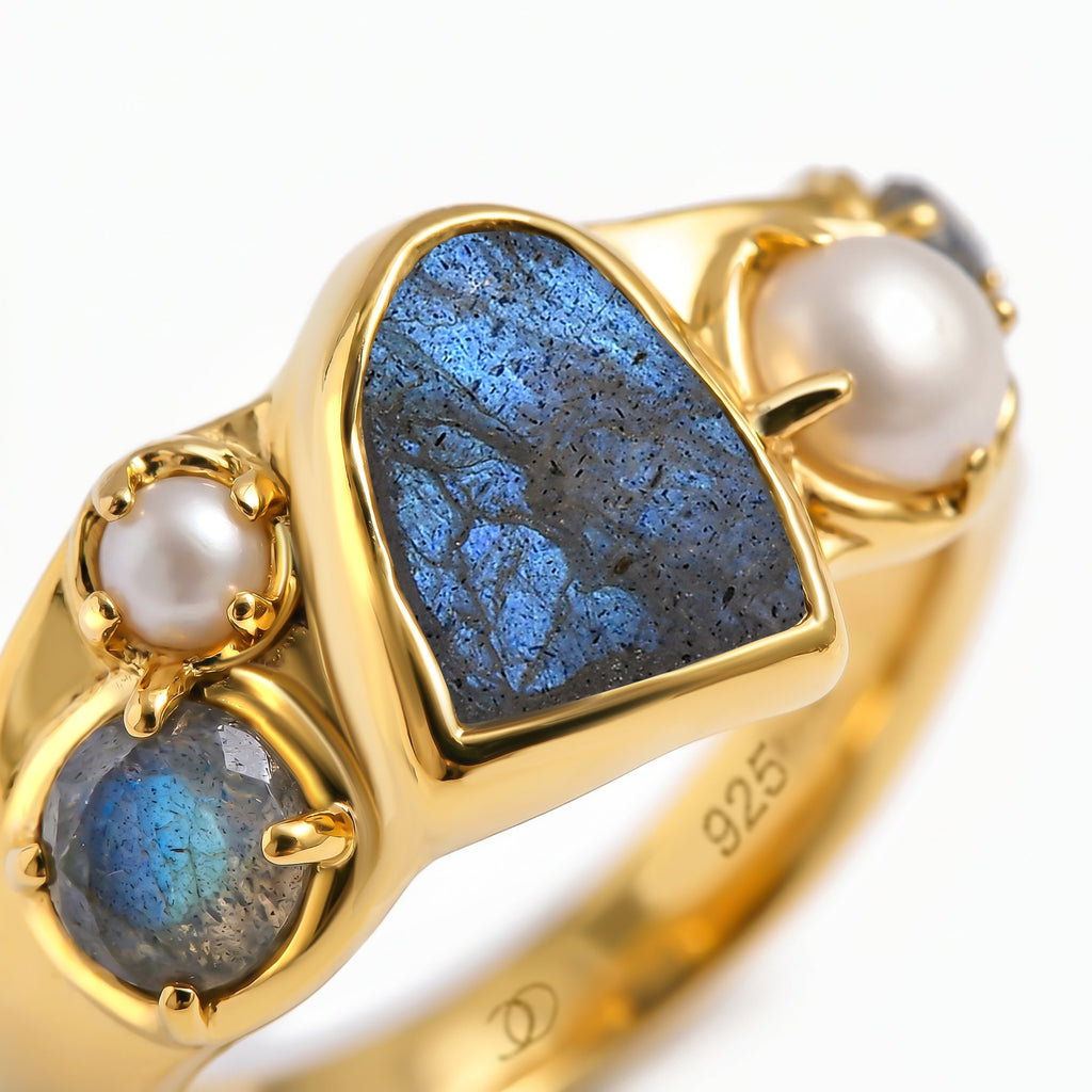 Labradorite Heirloom & Magma & Waves Rings