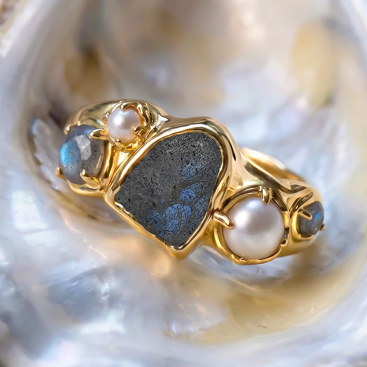 Labradorite Heirloom & Magma Rings