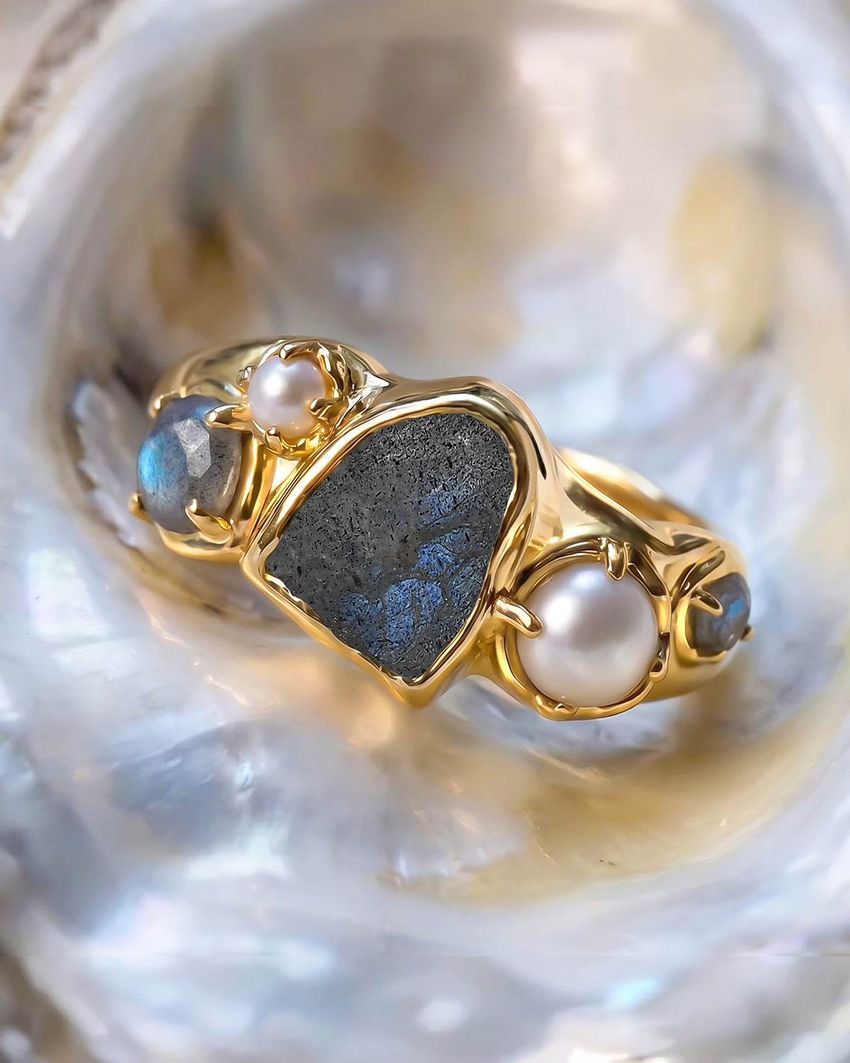 Labradorite Pearl Ring - Heirloom