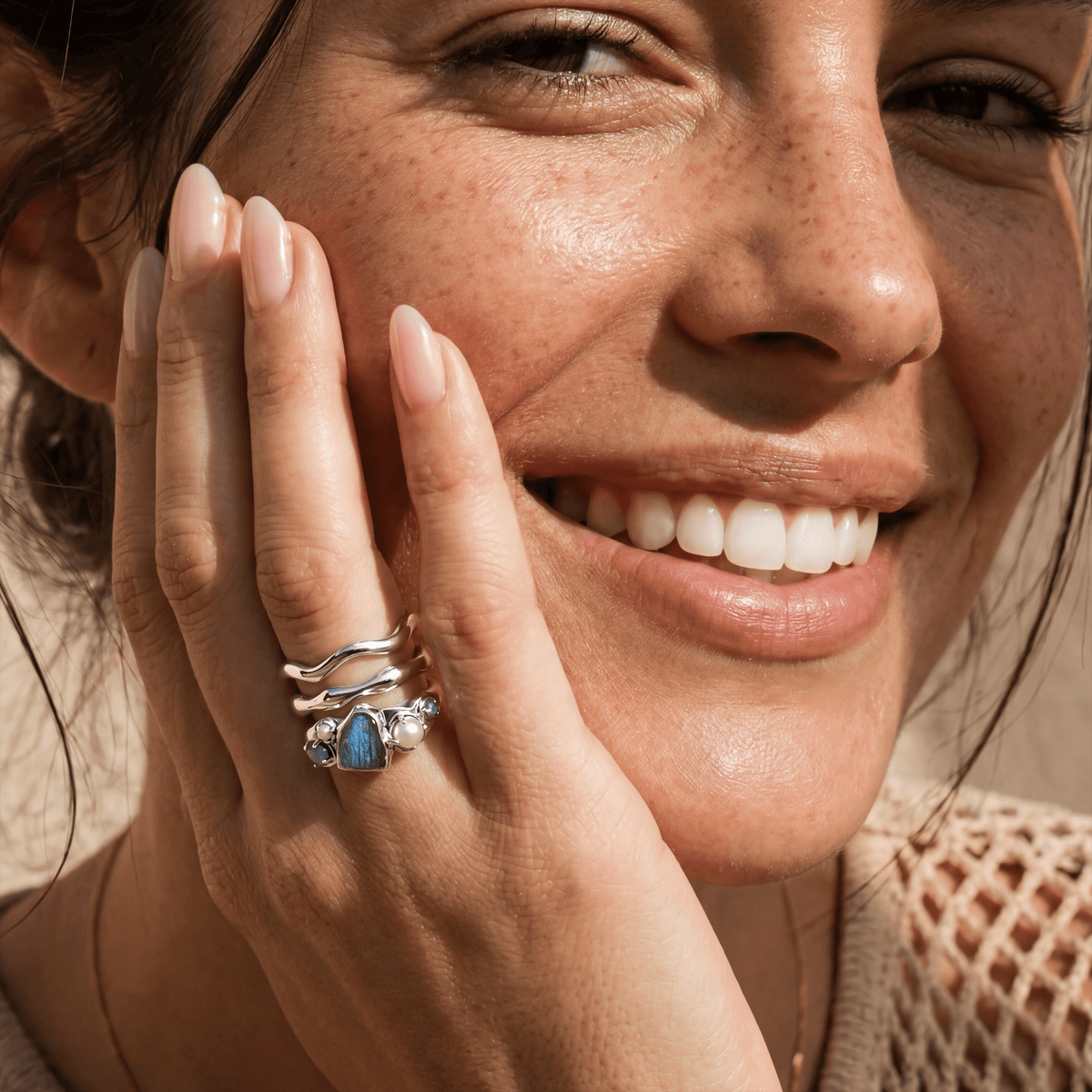Labradorite Heirloom & Magma & Waves Rings