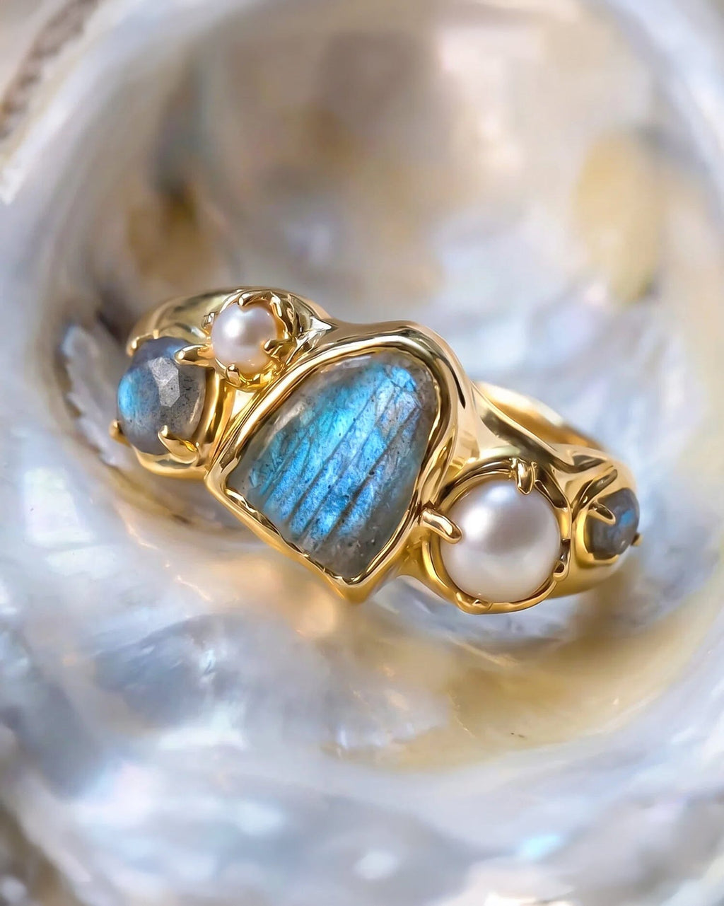 Labradorite Pearl Ring - Heirloom
