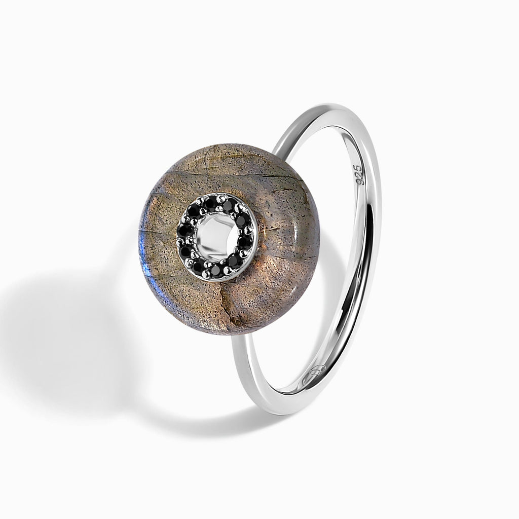 Labradorite Black Spinel Fidget Ring - Liora