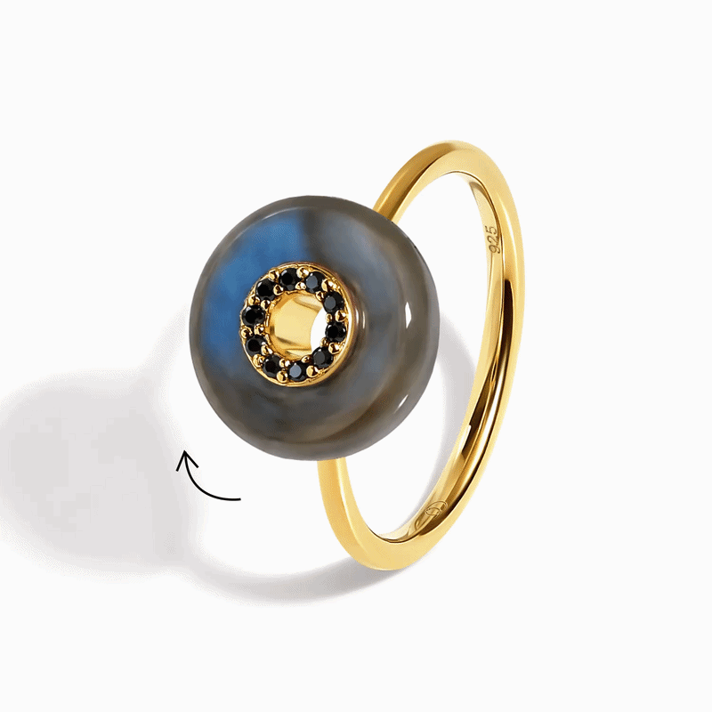 Labradorite Black Spinel Fidget Ring - Liora