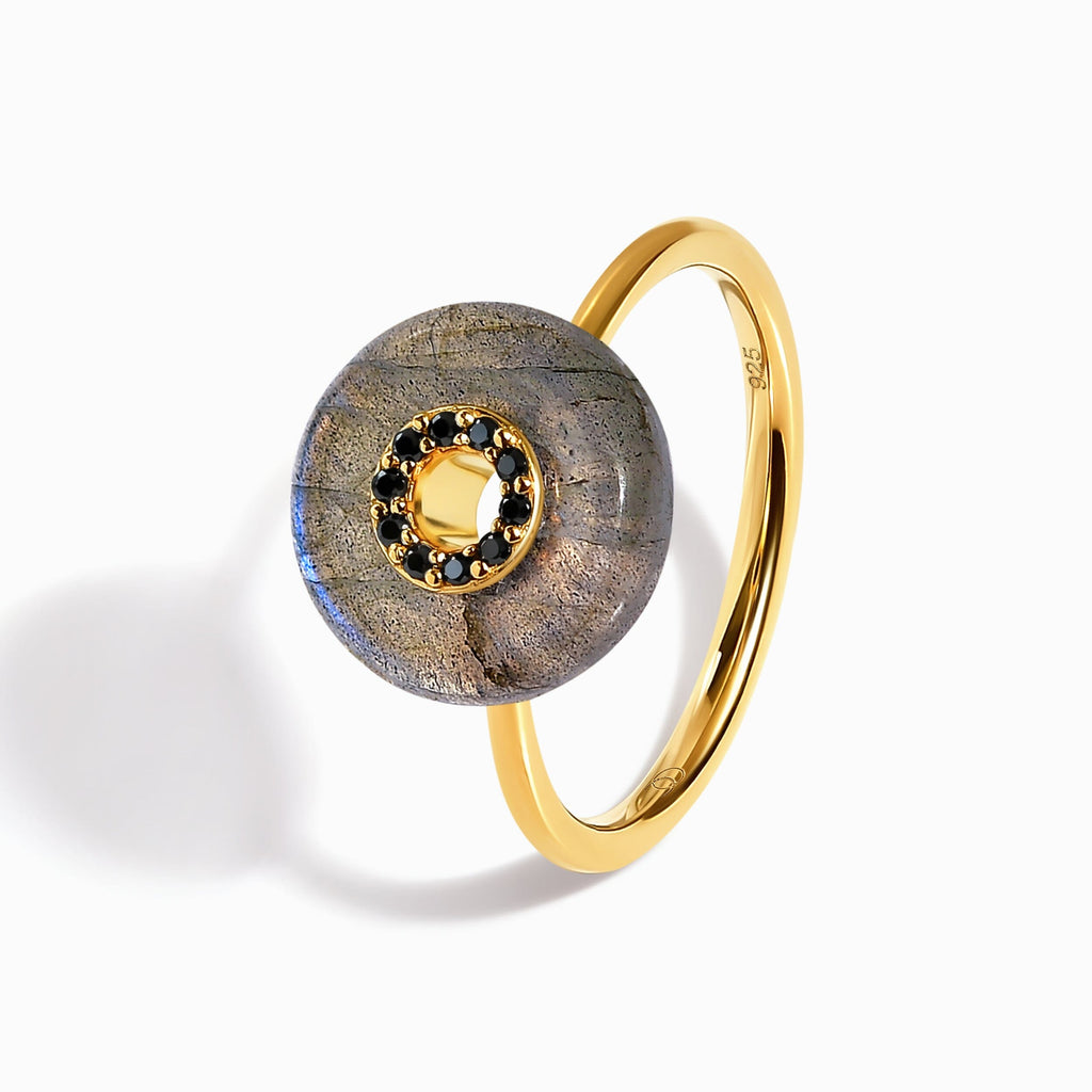 Labradorite Black Spinel Fidget Ring - Liora