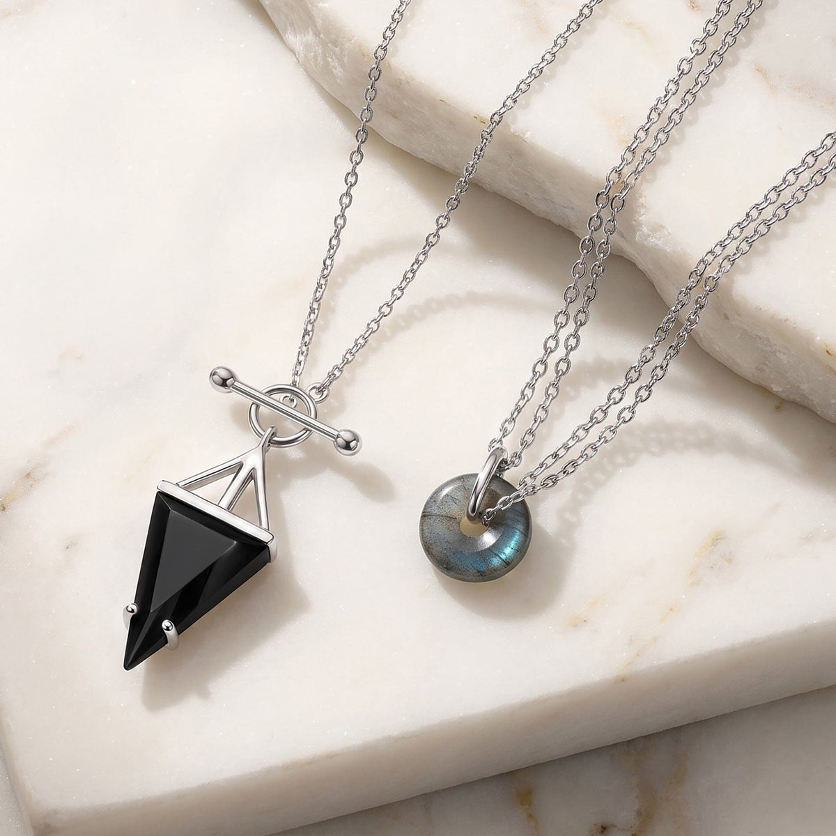 Labradorite Ora & Black Obsidian Heroine Necklaces