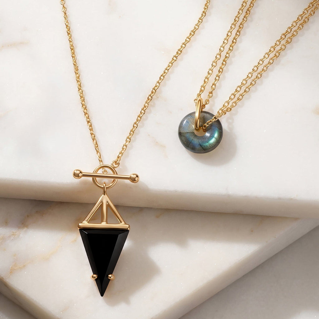 Labradorite Ora & Black Obsidian Heroine Necklaces