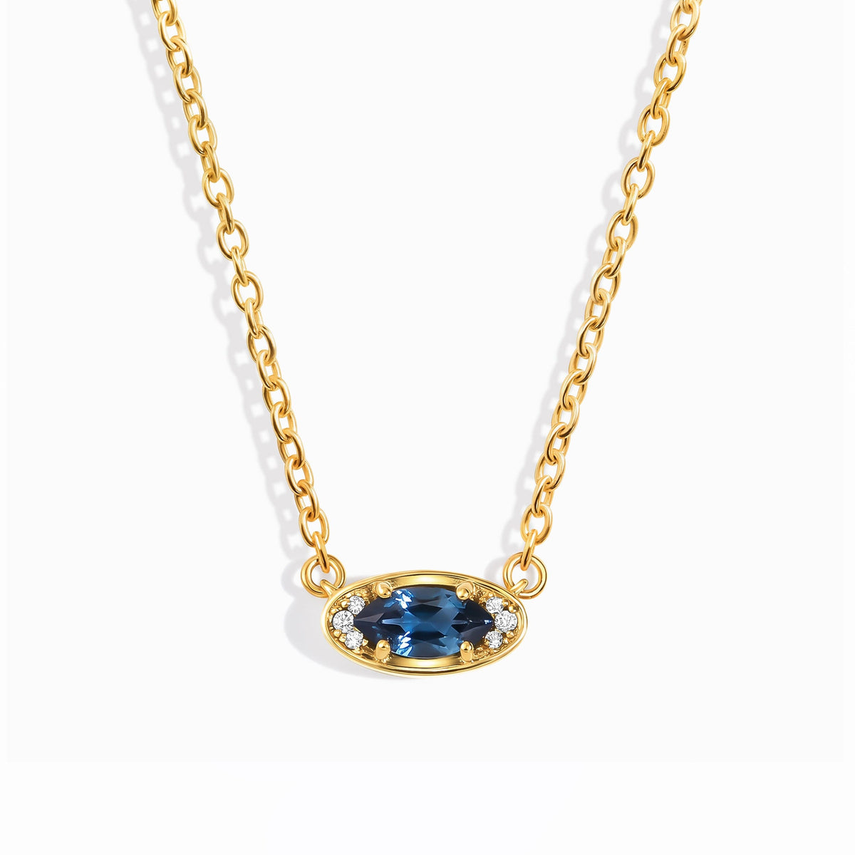 Blue Topaz Necklace - Evil Eye