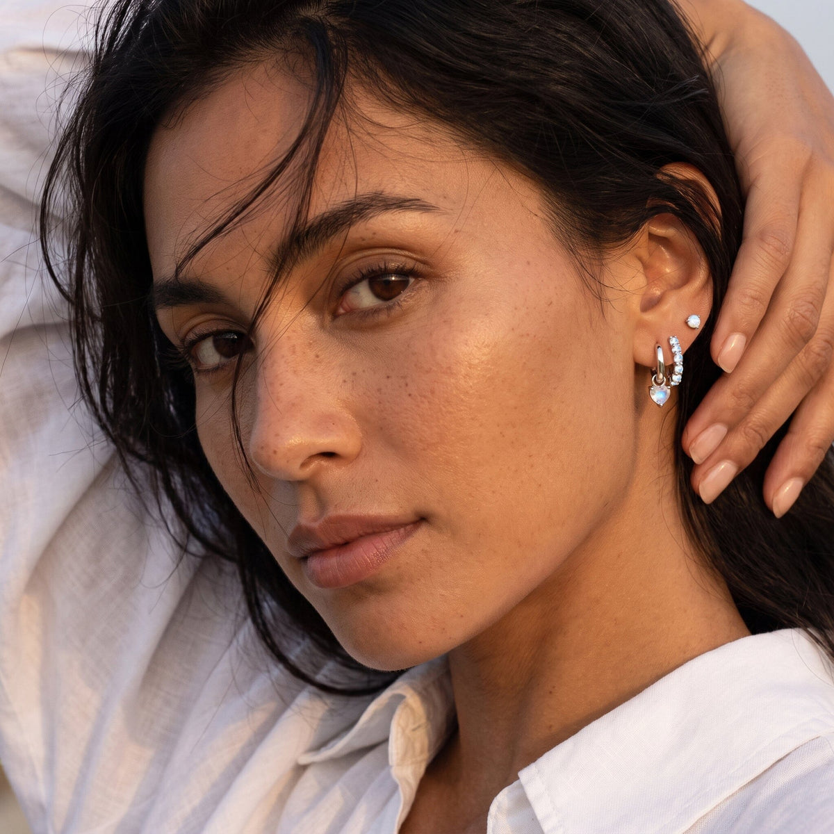 Moonstone Earrings - Love Hoops