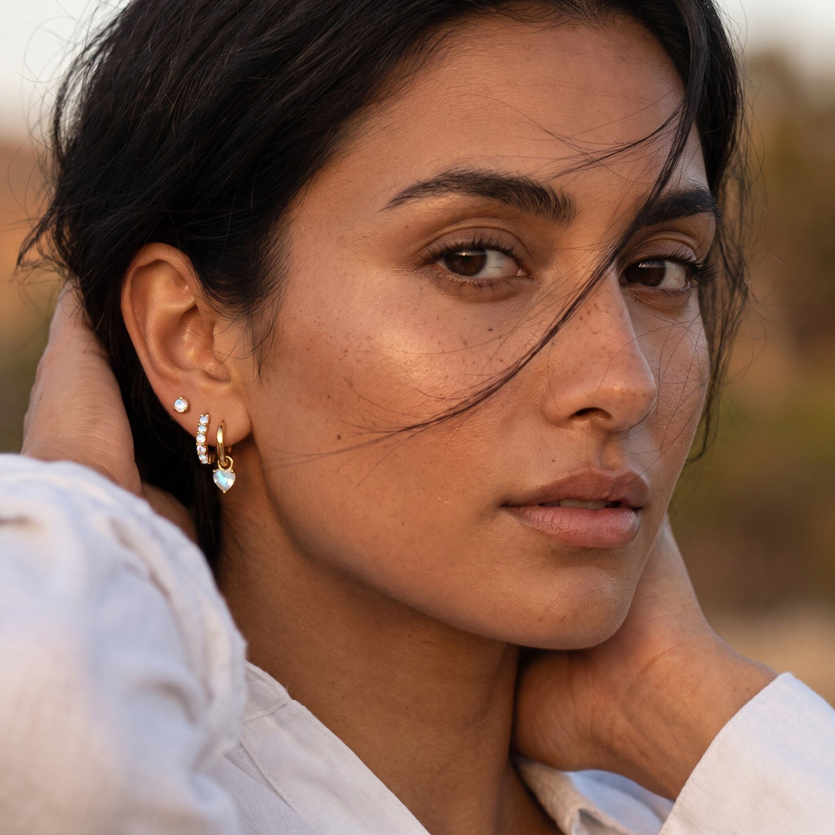 Moonstone Earrings - Love Hoops