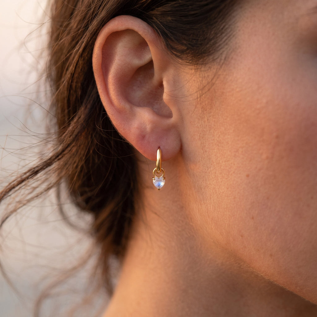 Moonstone Earrings - Love Hoops