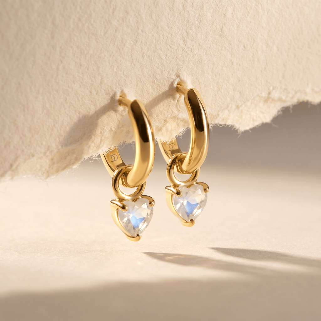 Moonstone Earrings - Love Hoops