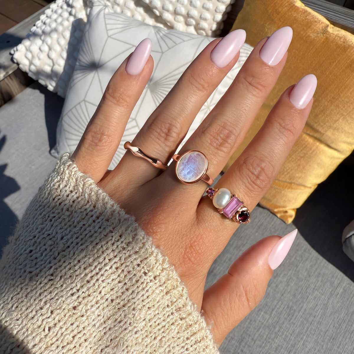 Garnet Pearl Treasure & Magma Rings