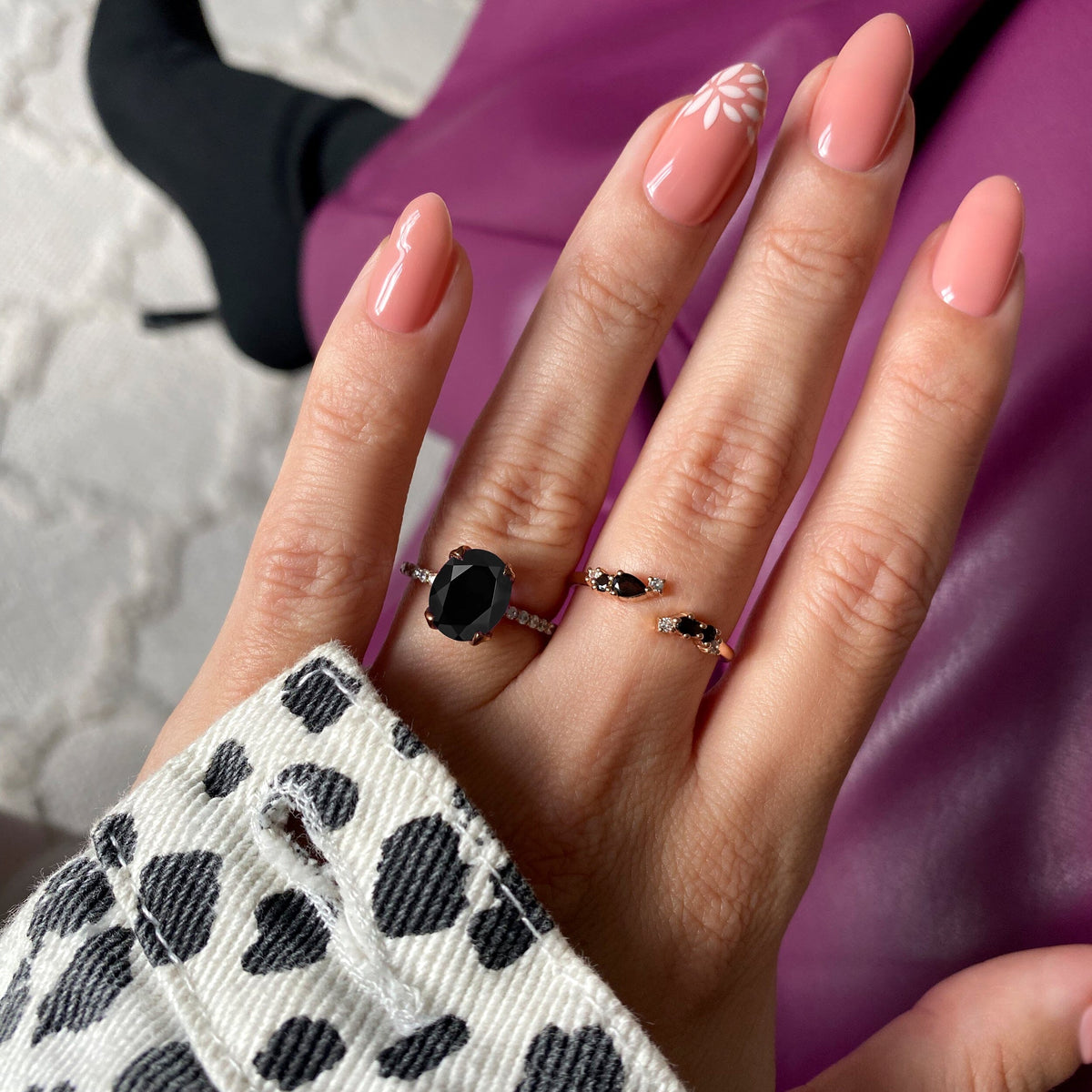 Adjustable Black Onyx Ring - Flourish