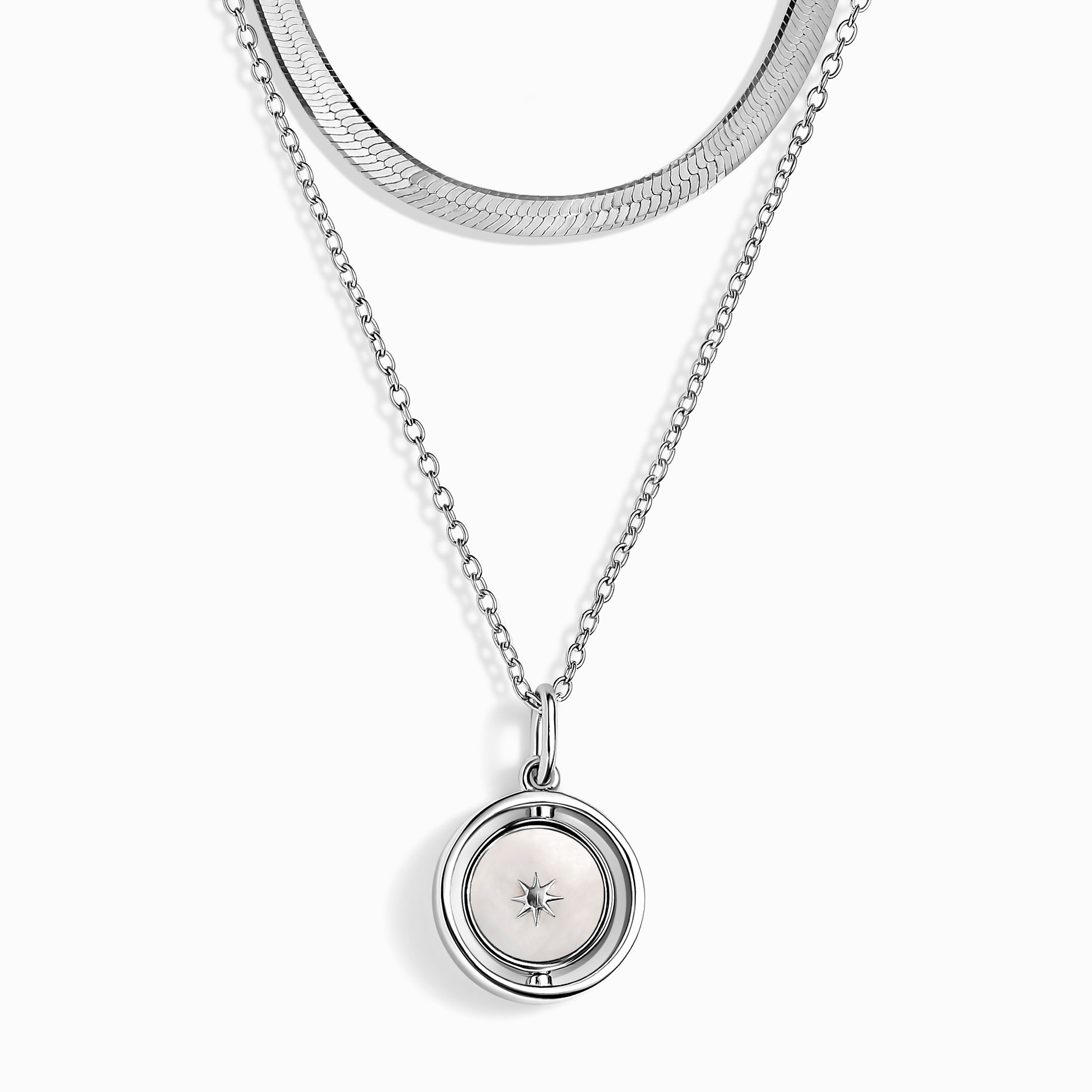 Black Onyx Night & Day Spinning Necklace & Herringbone Chain
