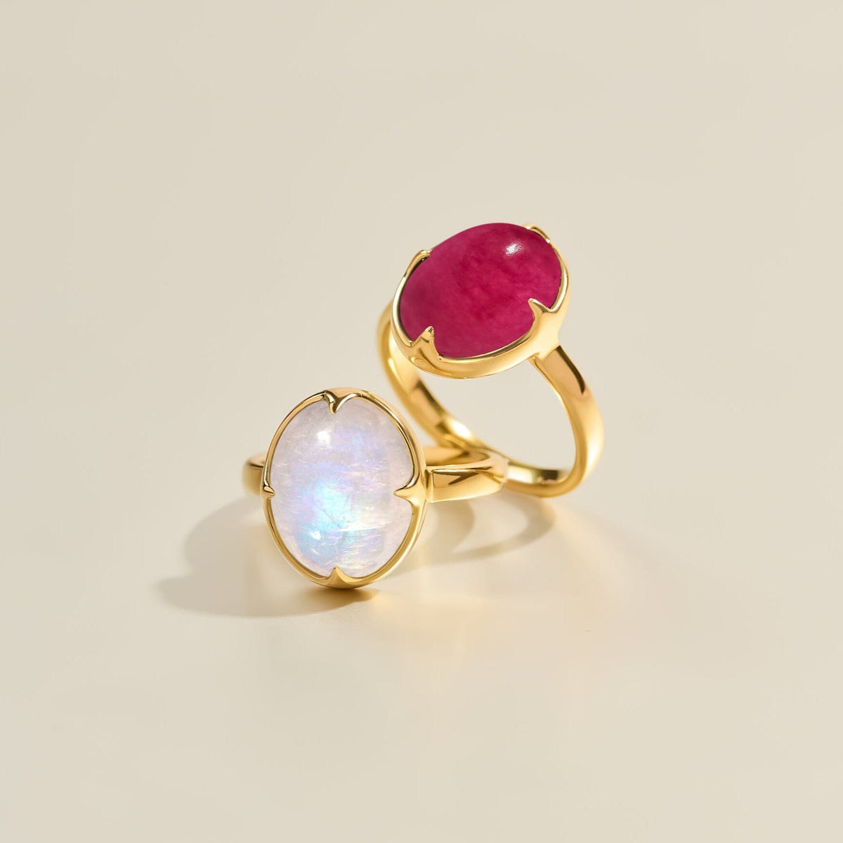 Pink Quartz Cabochon Ring - Aura