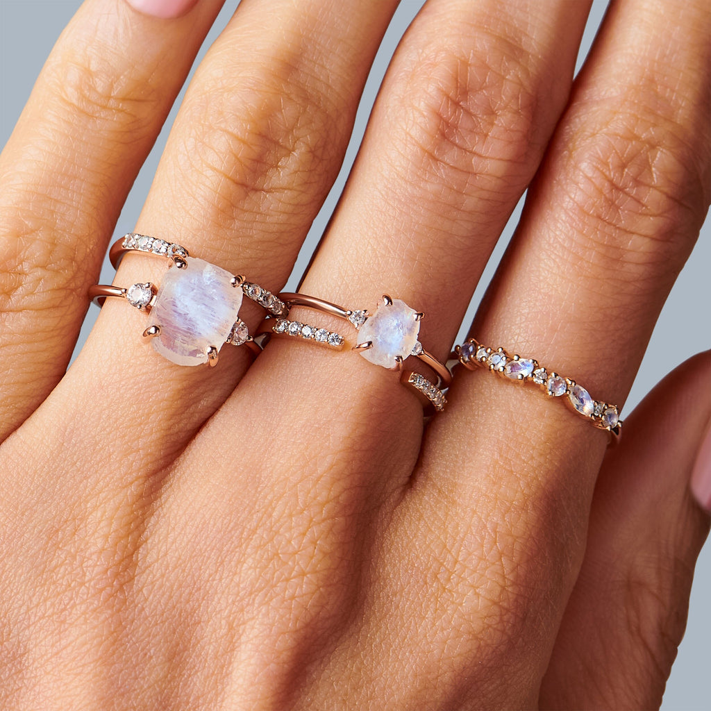 Fine Moonstone Lab Diamond Ring - Grace