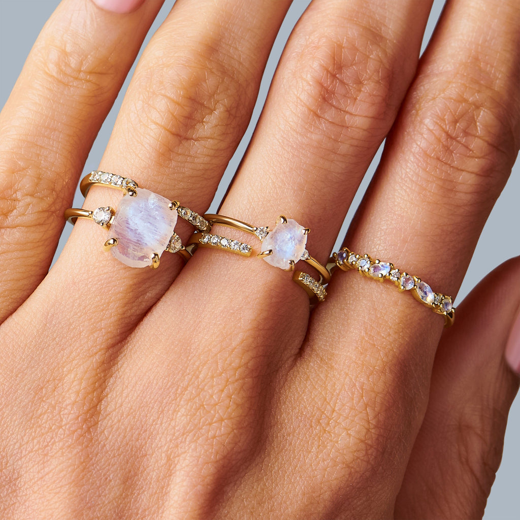 Fine Moonstone Lab Diamond Ring - Grace