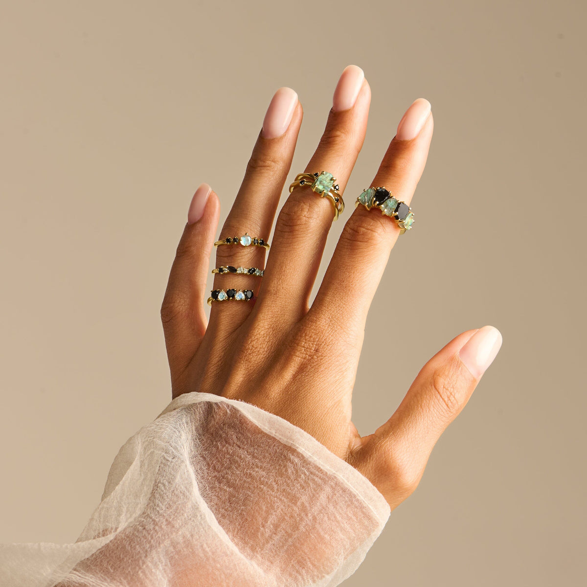 Black Obsidian Labradorite Ring - Crush
