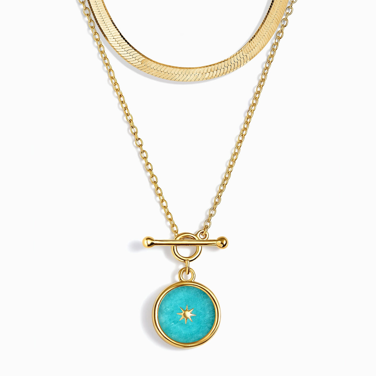 Amazonite T-Lock Sol & Herringbone Necklaces