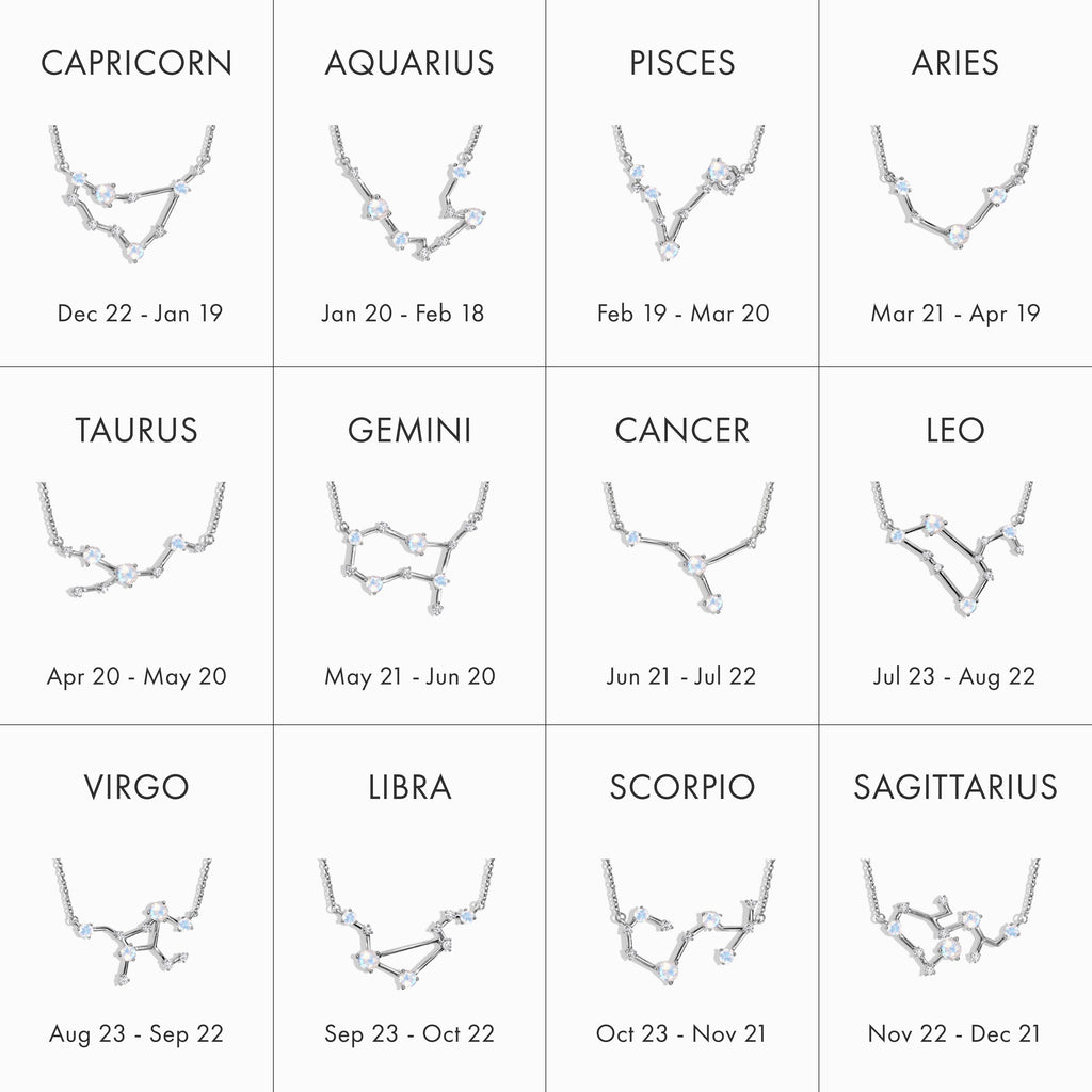 Moonstone Diamond Necklace - Pisces Zodiac Constellation