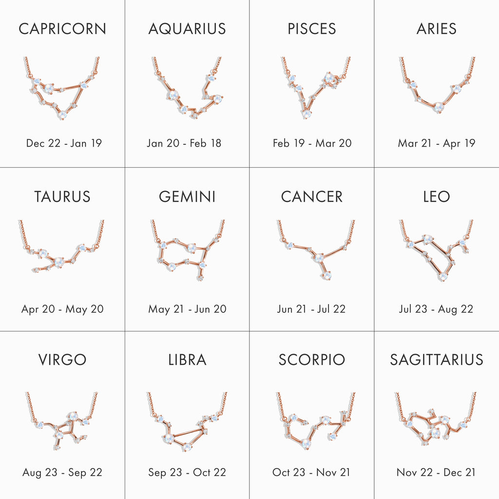 Moonstone Diamond Necklace - Pisces Zodiac Constellation