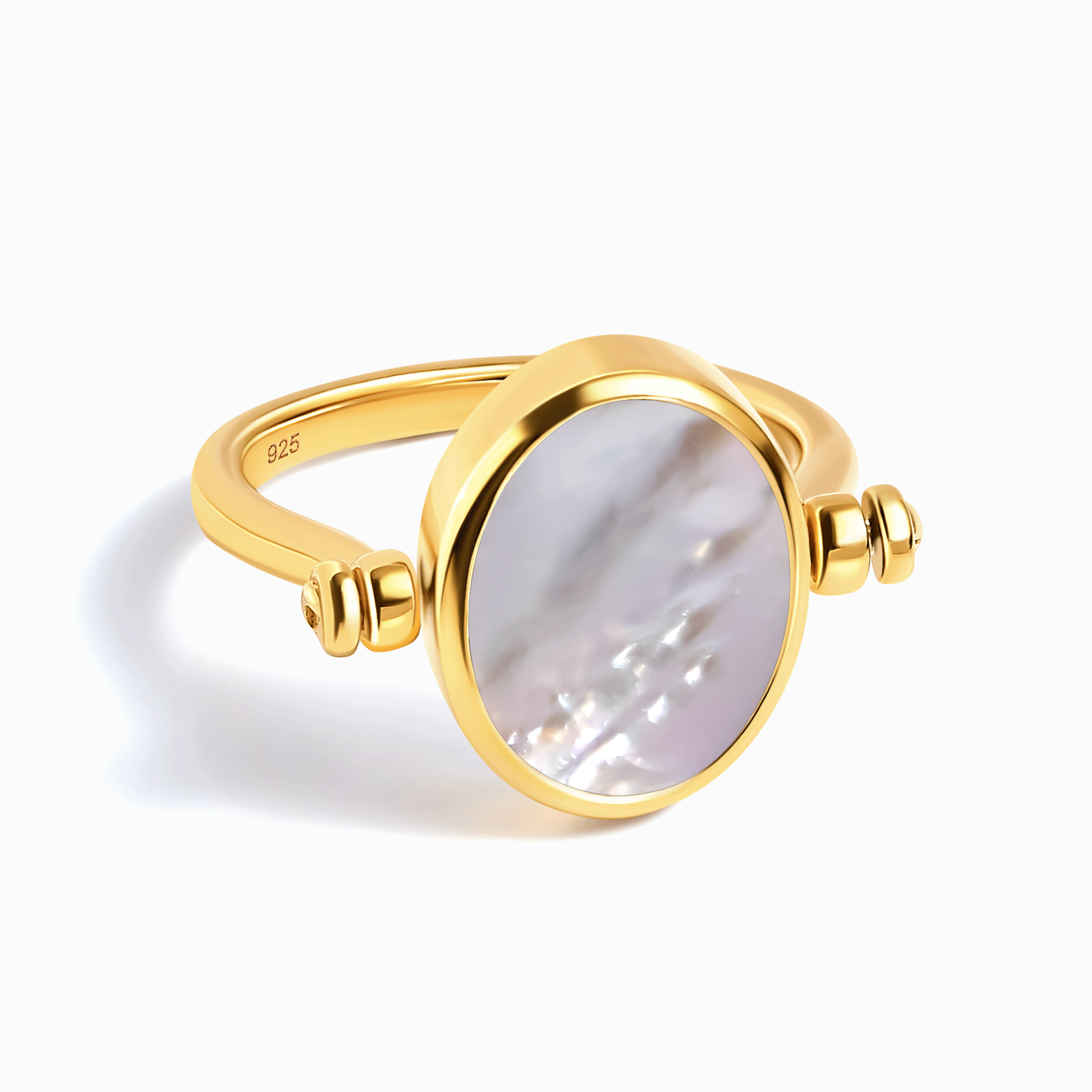 Black Onyx Mother of Pearl Fidget Ring - Spinning Enfolded
