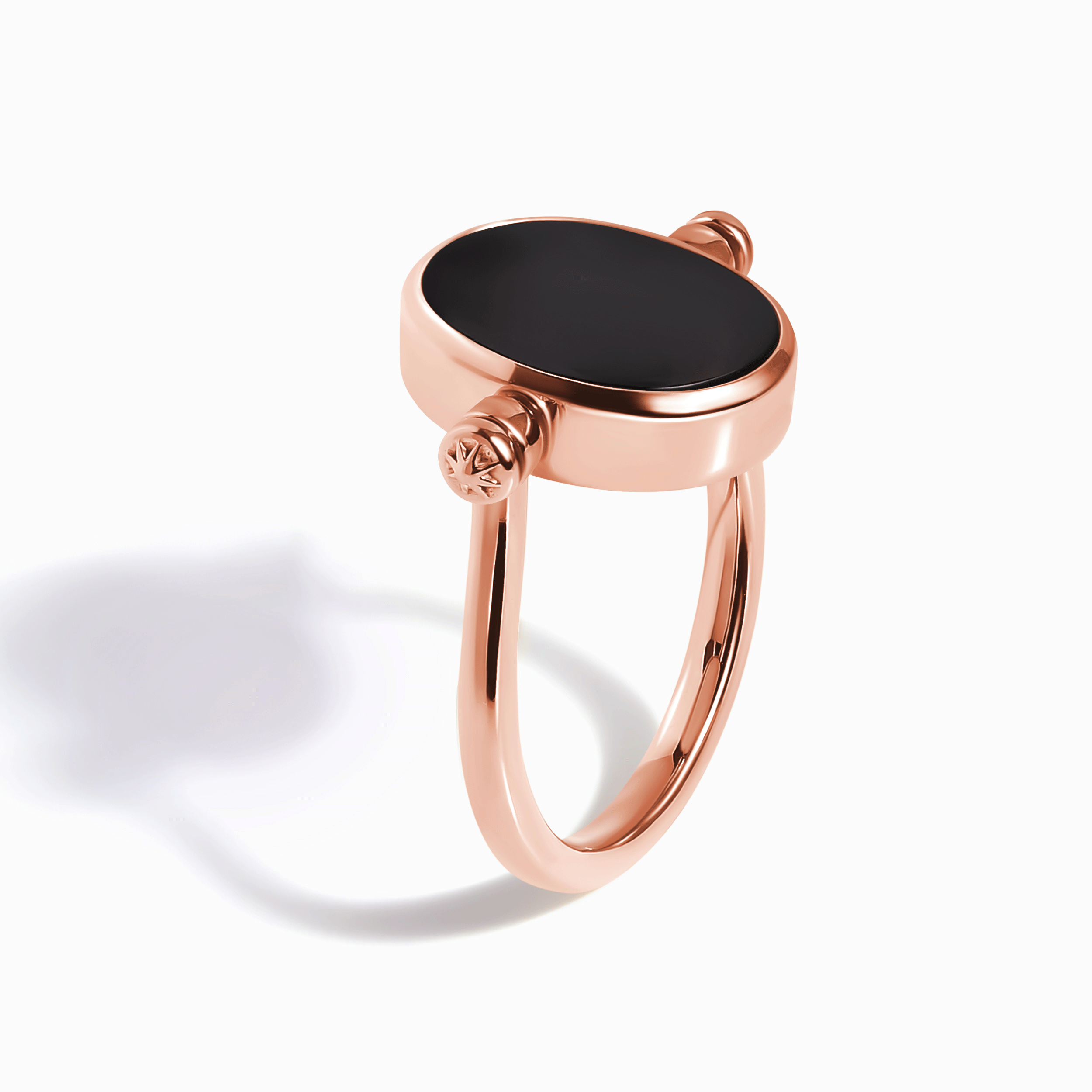 Black Onyx Mother of Pearl Fidget Ring - Spinning Enfolded