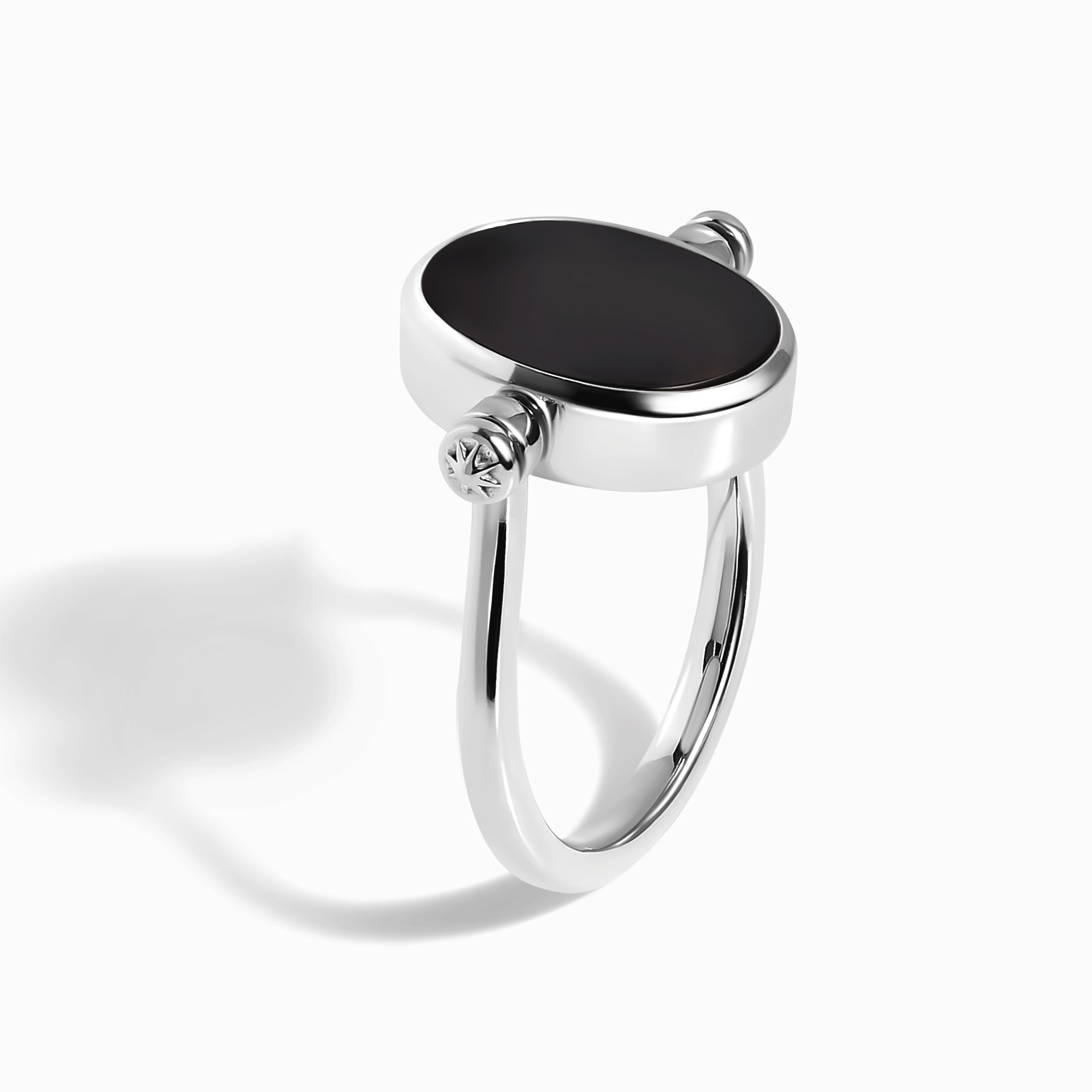 Black Onyx Mother of Pearl Fidget Ring - Spinning Enfolded