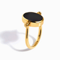 Black Onyx Mother of Pearl Fidget Ring - Spinning Enfolded