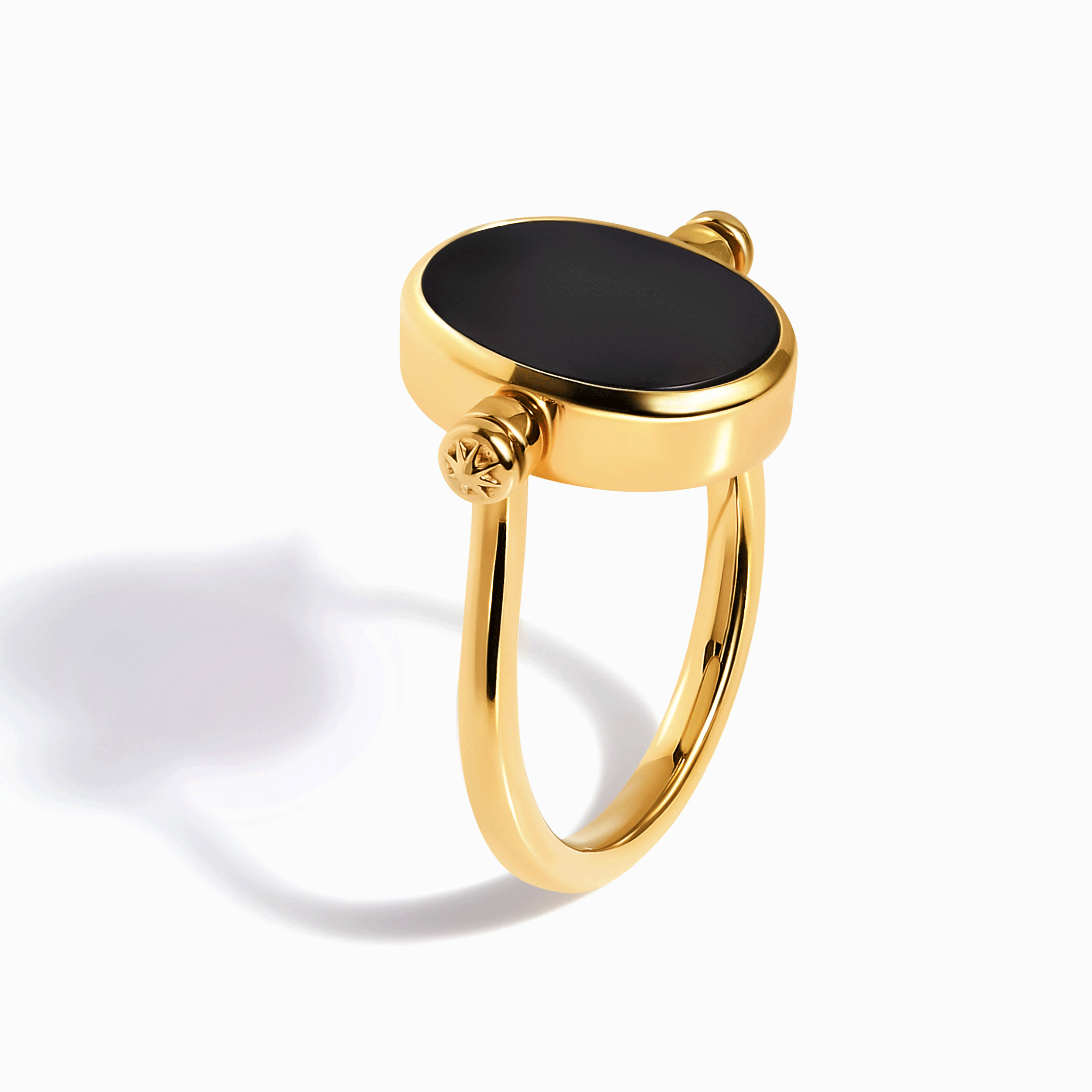 Black Onyx Mother of Pearl Fidget Ring - Spinning Enfolded