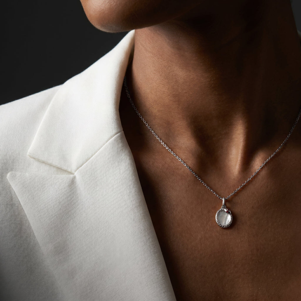 Mother of Pearl Ruby Necklace - Serpent