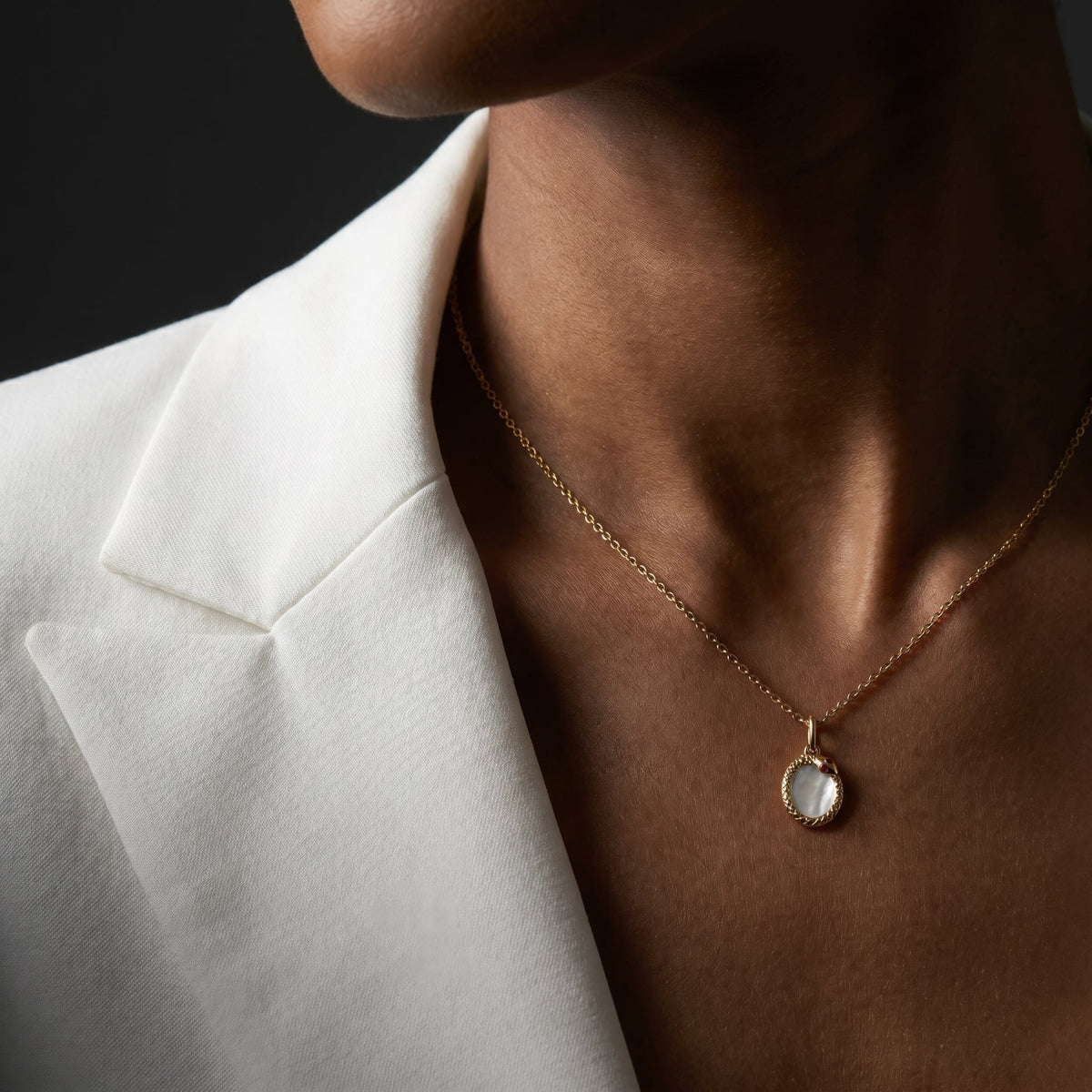 Mother of Pearl Ruby Necklace - Serpent