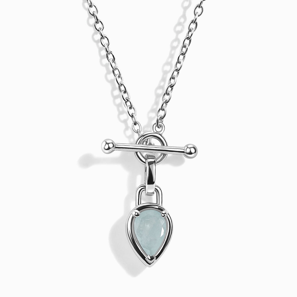 Aquamarine Talis T-Lock Necklace - March Birthstone