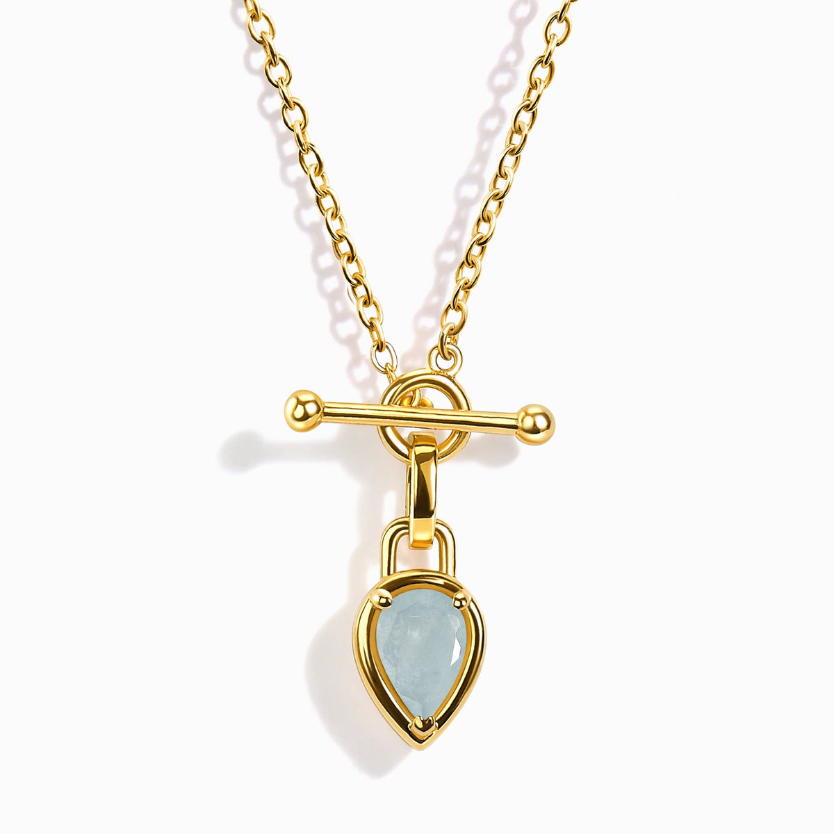 Aquamarine Talis T-Lock Necklace - March Birthstone