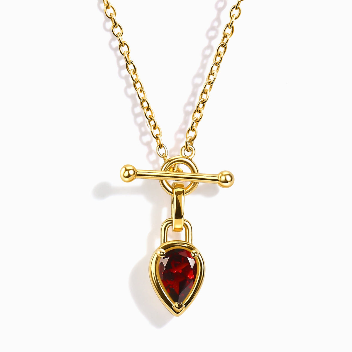 Garnet Talis T-Lock Necklace - January Birthstone