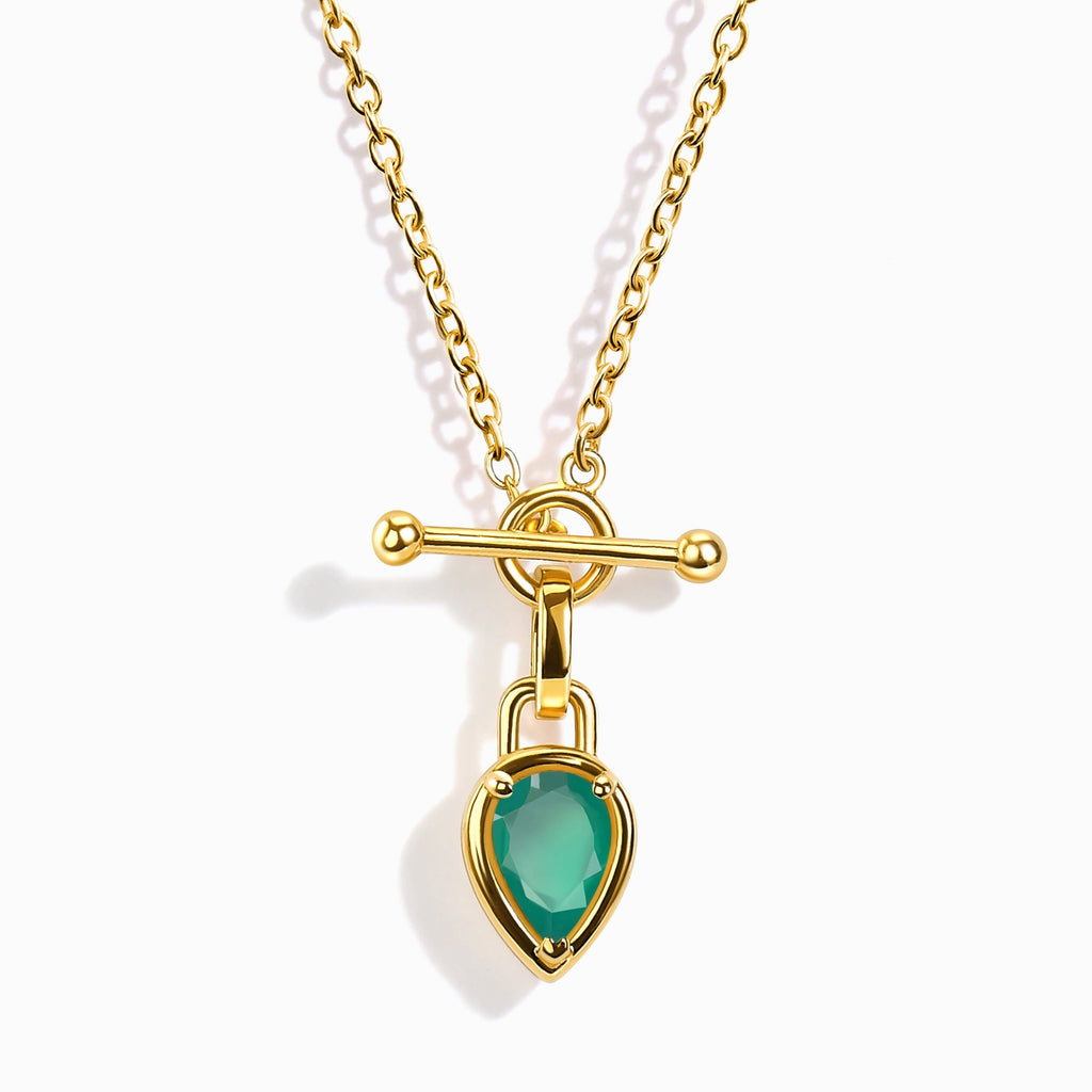 Green Onyx Talis T-Lock Necklace - May Birthstone